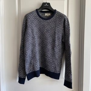 Blue & white patterned Frank & Oak sweater